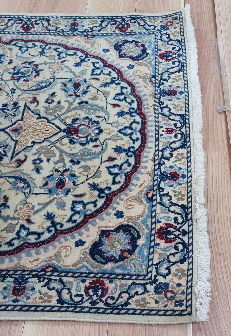 専用Y2617 ペルシャ絨毯 ナイン産 手織り ウール ラグ マット