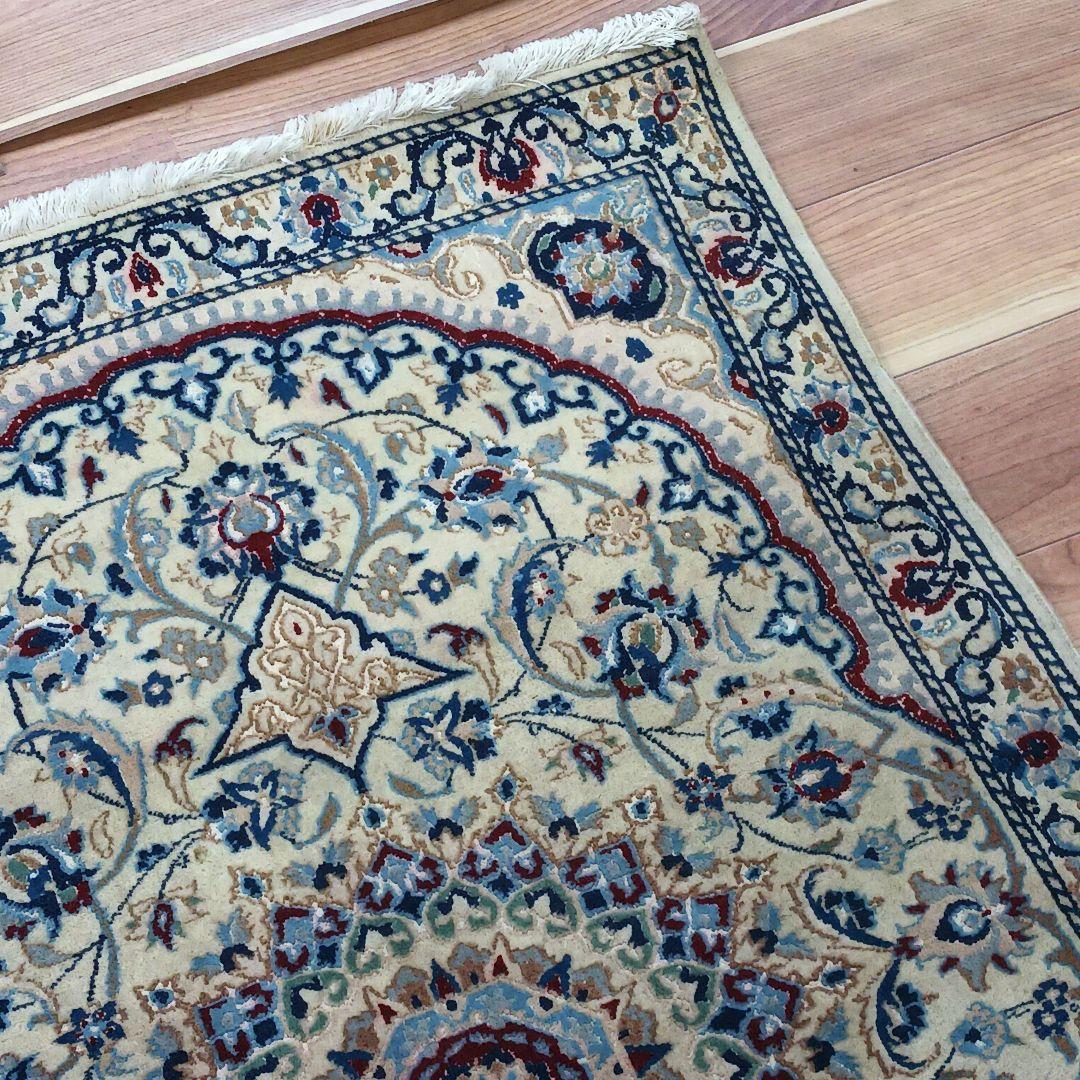 専用Y2617 ペルシャ絨毯 ナイン産 手織り ウール ラグ マット