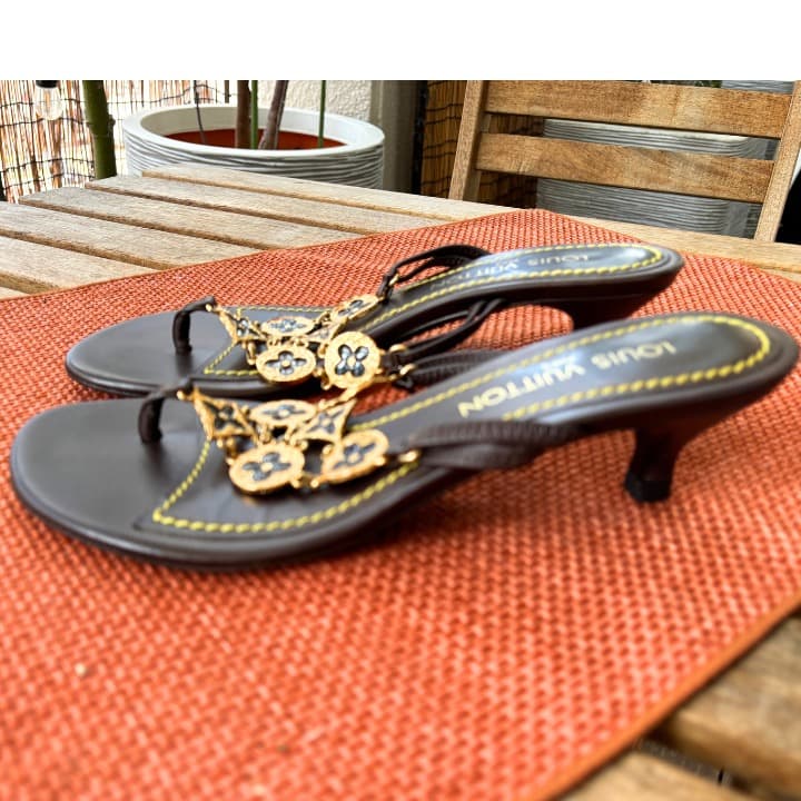 ルイヴィトン フラワーモチーフサンダル 37 正規品