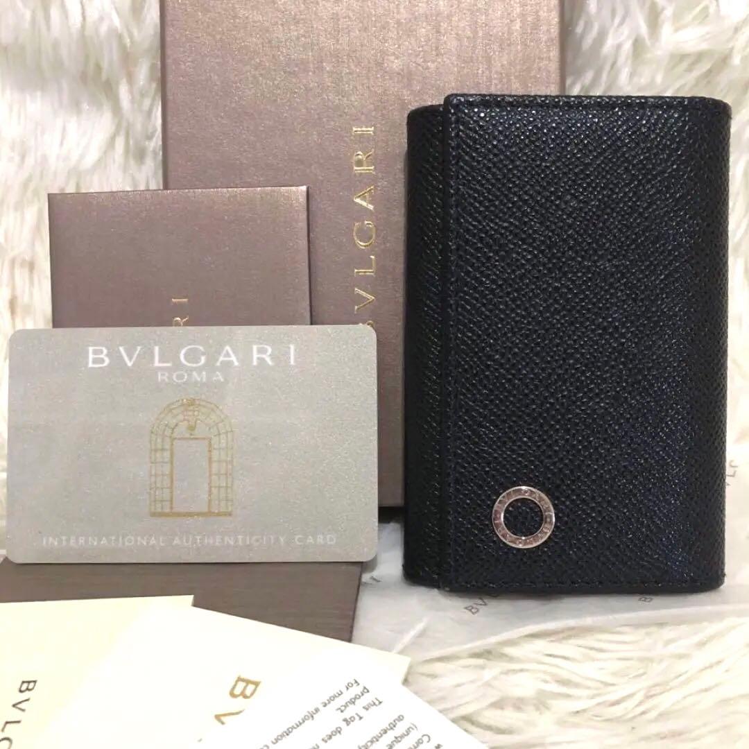 未使用✨ブルガリ レザー　6連キーケース　 キーリング付き　 ブラック