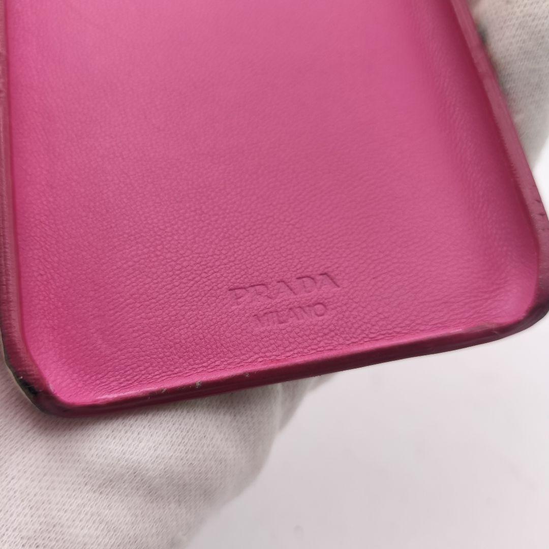 プラダ　iPhone6ケース　ハードケース　トロピカル柄　サフィアーノ　ピンク