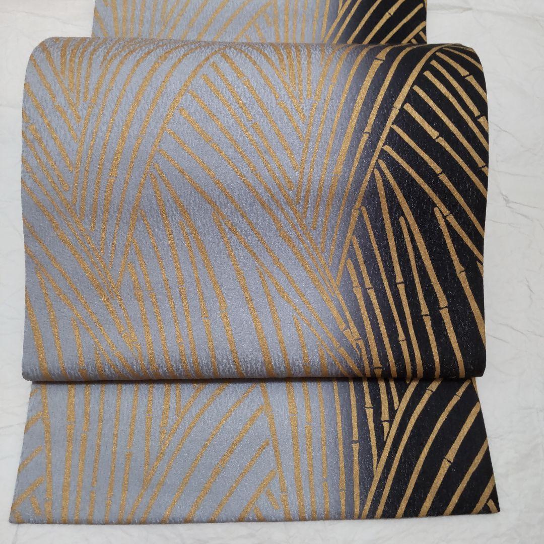 正絹　金彩竹柄　袋帯（４８８）