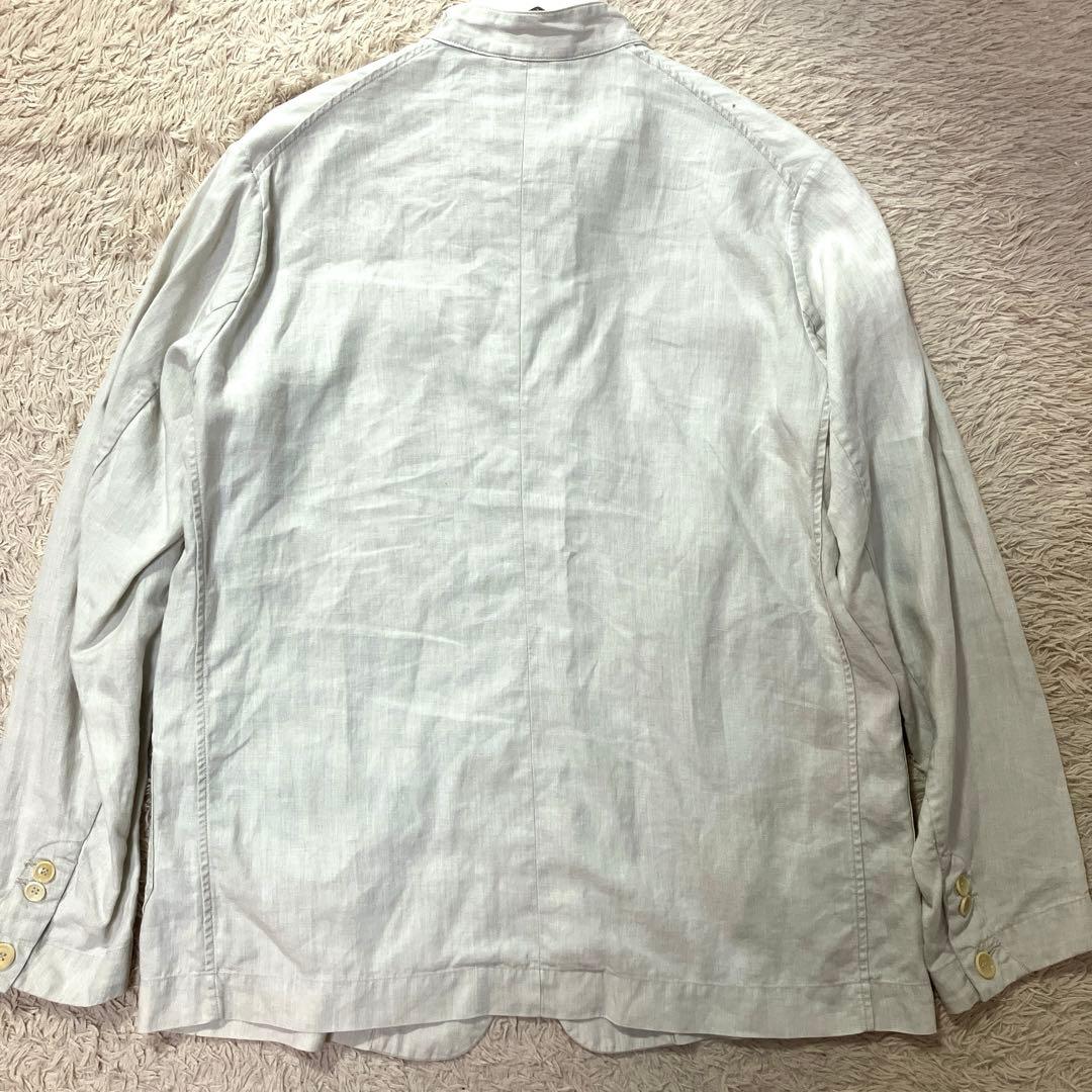 45rpm リネンジャケット　ノーカラー　アイボリー　麻100% 大きい　XL