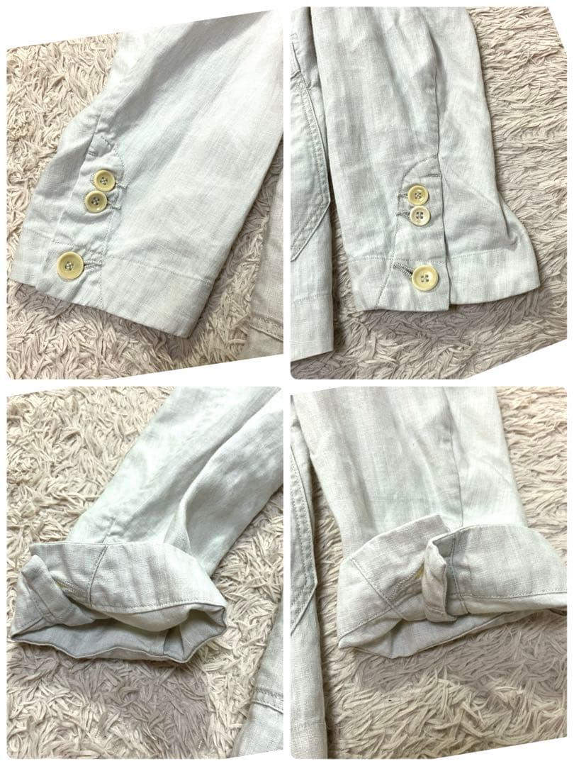45rpm リネンジャケット　ノーカラー　アイボリー　麻100% 大きい　XL
