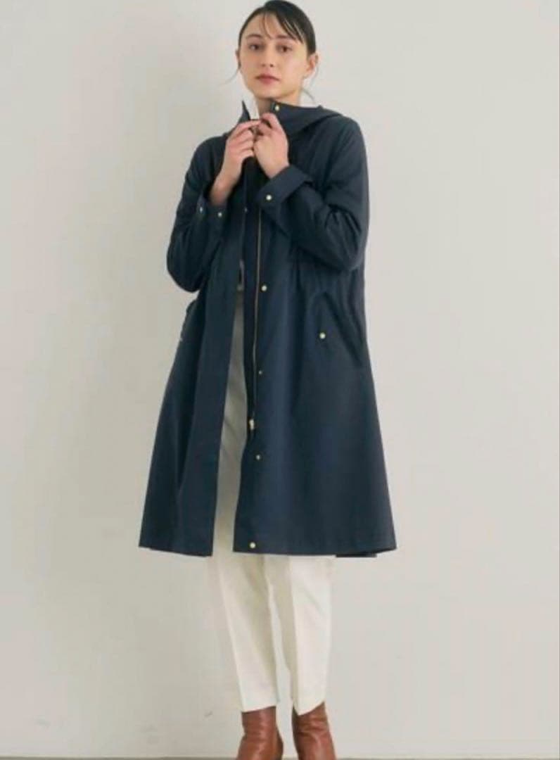 美品 ANAYI 38 ブライトツイルライナー付モッズコート/ネイビー