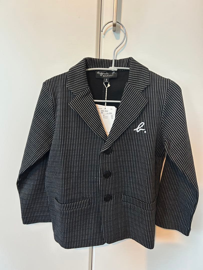 (タグ付き新品) agnis b. ミラノジャージー ストライプジャケット