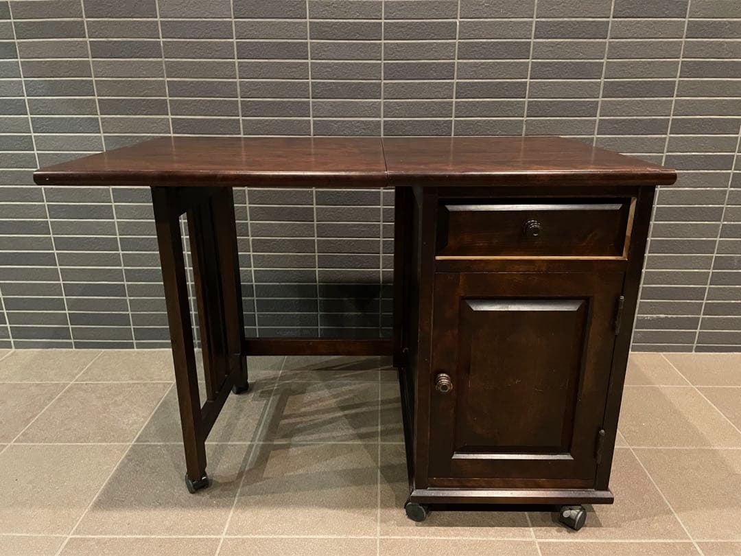 mos　希少モデル　北海道民芸家具　折り畳み天板が魅力の片袖机