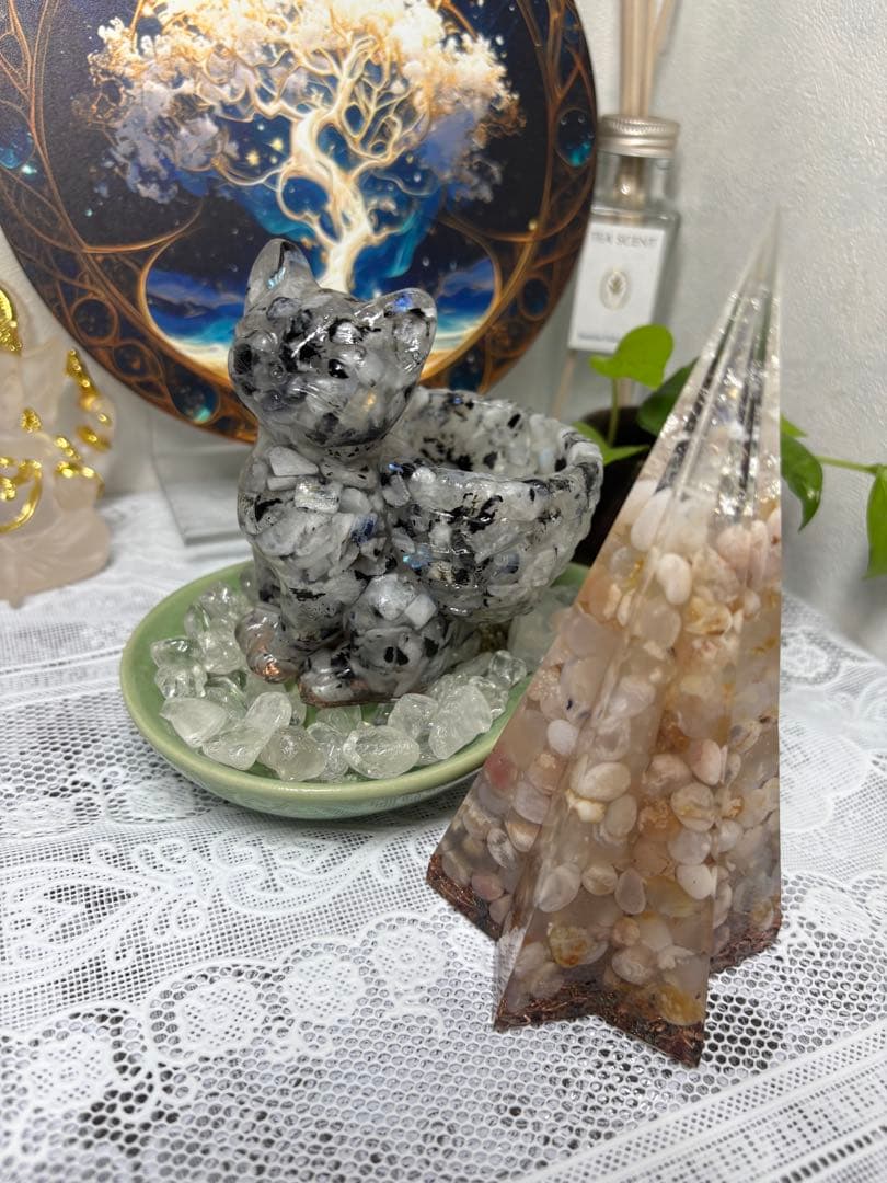 オルゴナイト 五芒星錐 桜瑪瑙