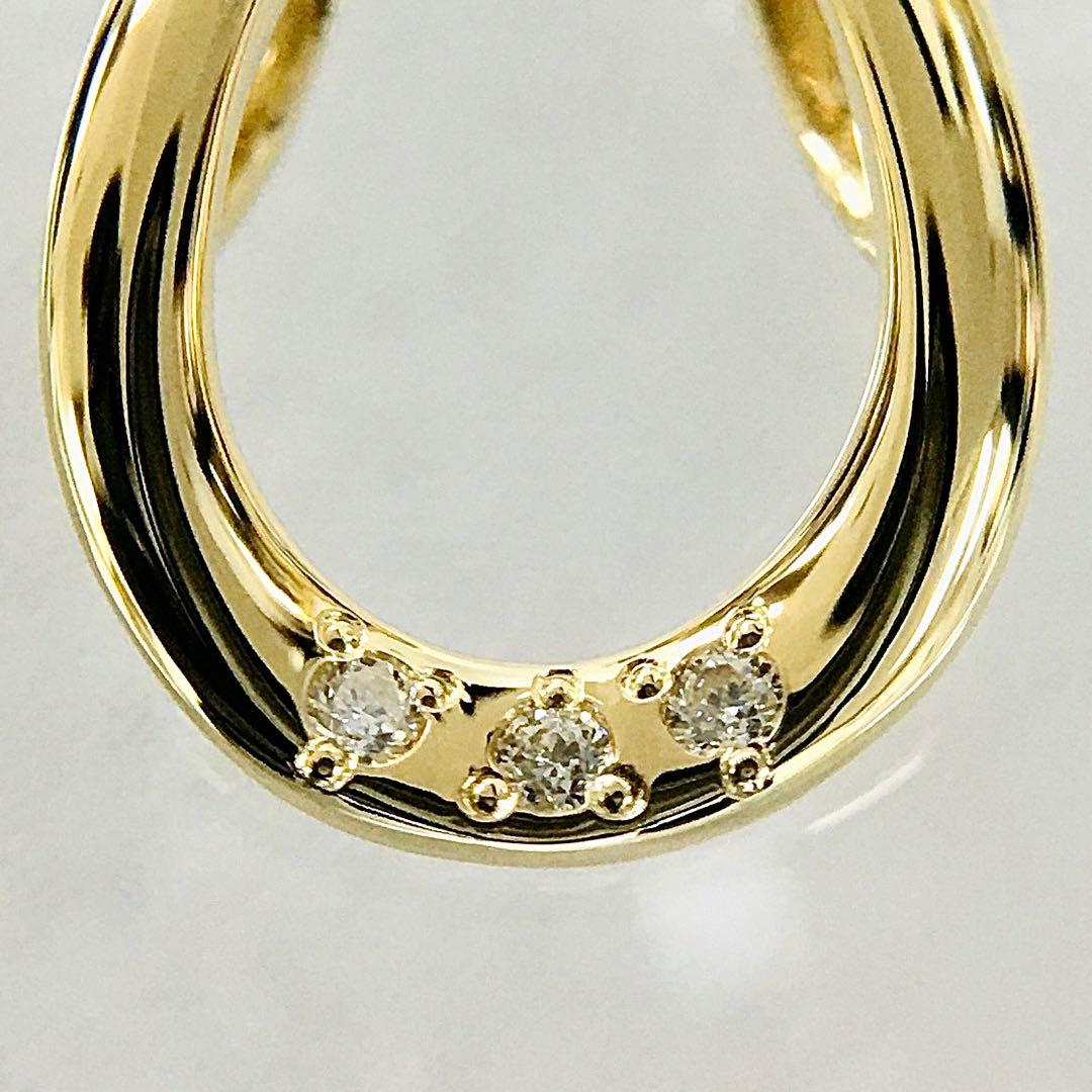 K18 3石ダイヤ 馬蹄ぺンダントトップ 18金