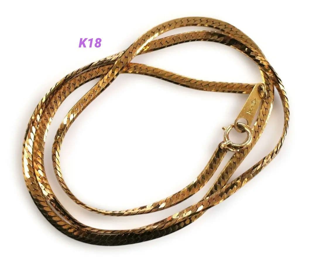 【良品】K18 ヘリンボーン チェーン ネックレス 6.48g 造幣局刻印あり