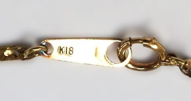 【良品】K18 ヘリンボーン チェーン ネックレス 6.48g 造幣局刻印あり
