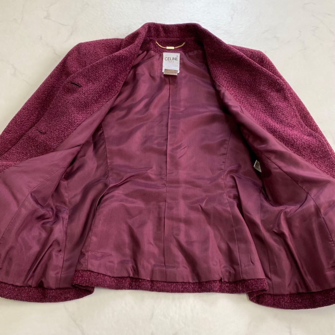 美品★CELINEセリーヌ ヴィンテージ ロゴボタン ジャケット ボルドー 40