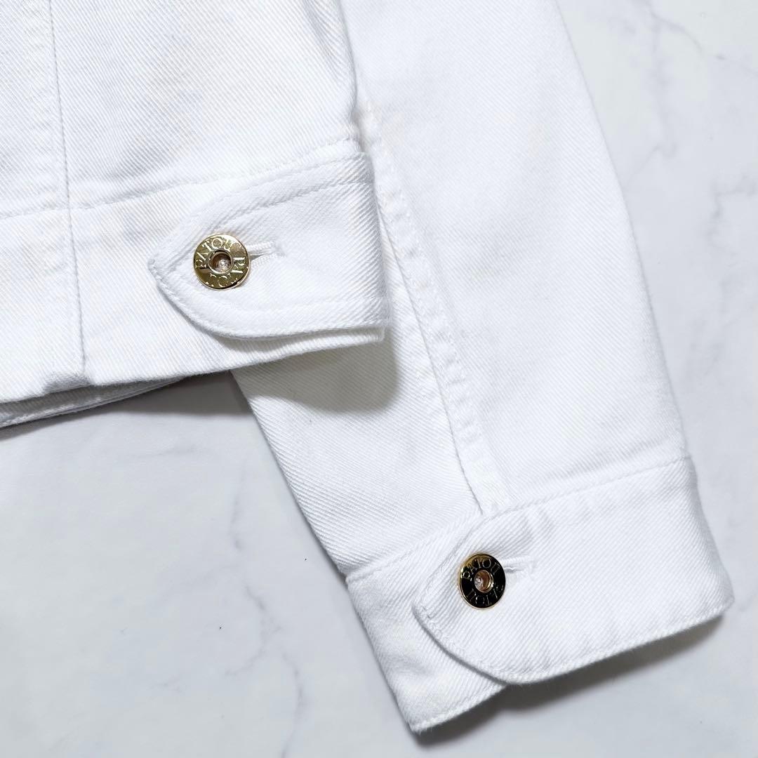PATOU オーガニックコットン 刺繍ロゴ デニムジャケット 金ボタン 白 36