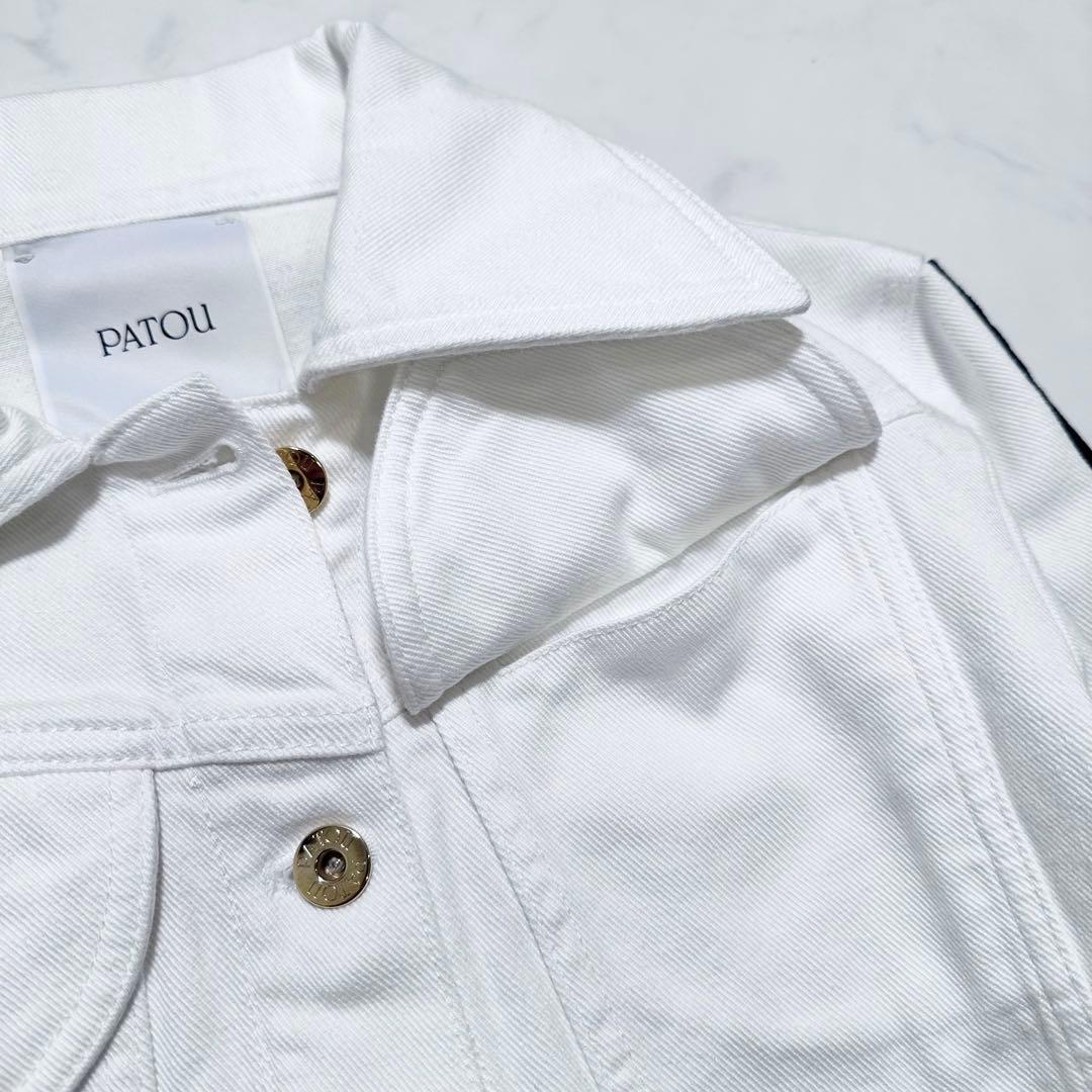 PATOU オーガニックコットン 刺繍ロゴ デニムジャケット 金ボタン 白 36