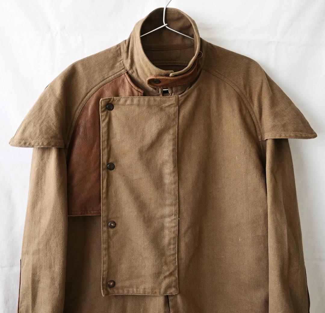 ninja964/スタンドカラー モーターサイクル ミリタリーレザーコート