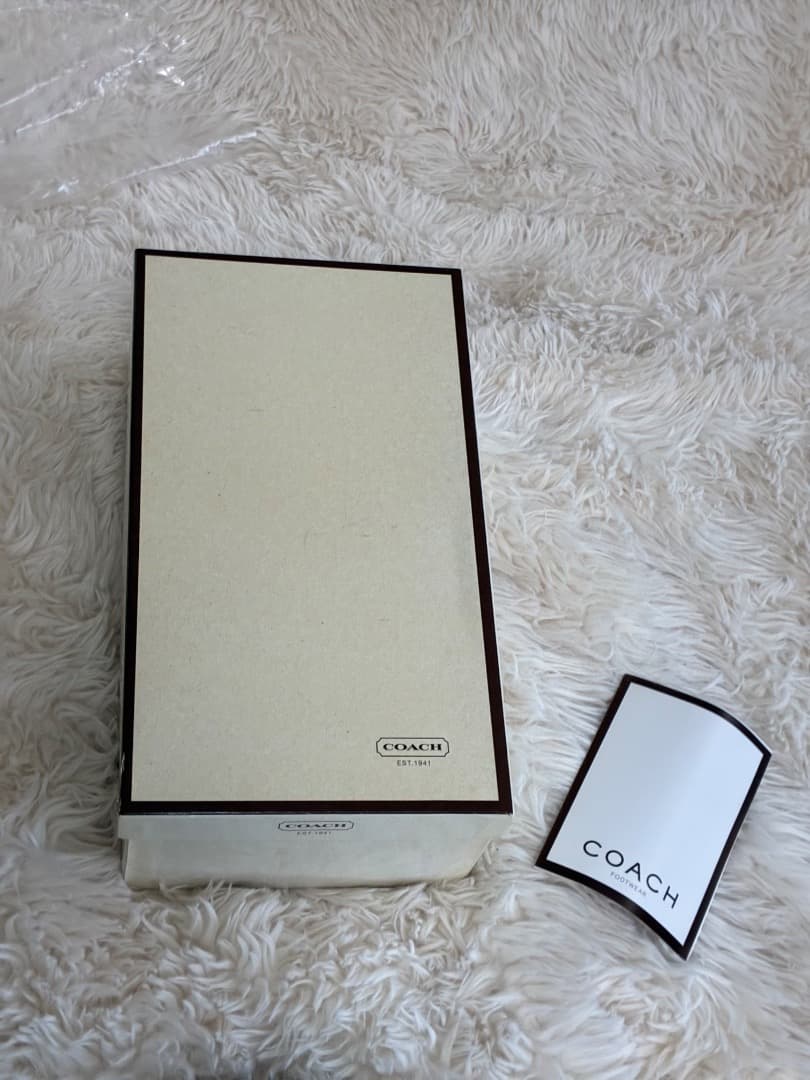 稀少　未使用品　ヴィンテージ　コーチシャロンブルー＆ブラウンレザー木製下駄