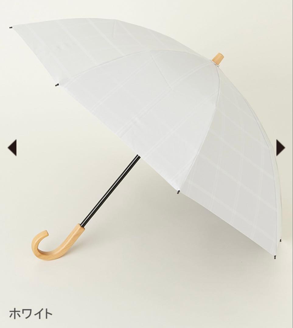 SUN BARRIER 100 折りたたみ日傘 2段折/チェック/ホワイト