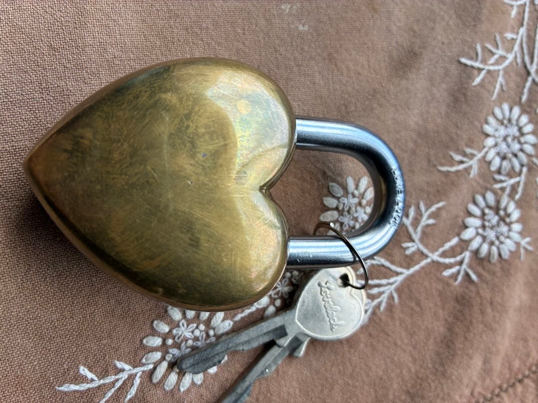 アンティーク 南京錠　鍵 パッドロック　Love lock　キー　真鍮　アメリカ