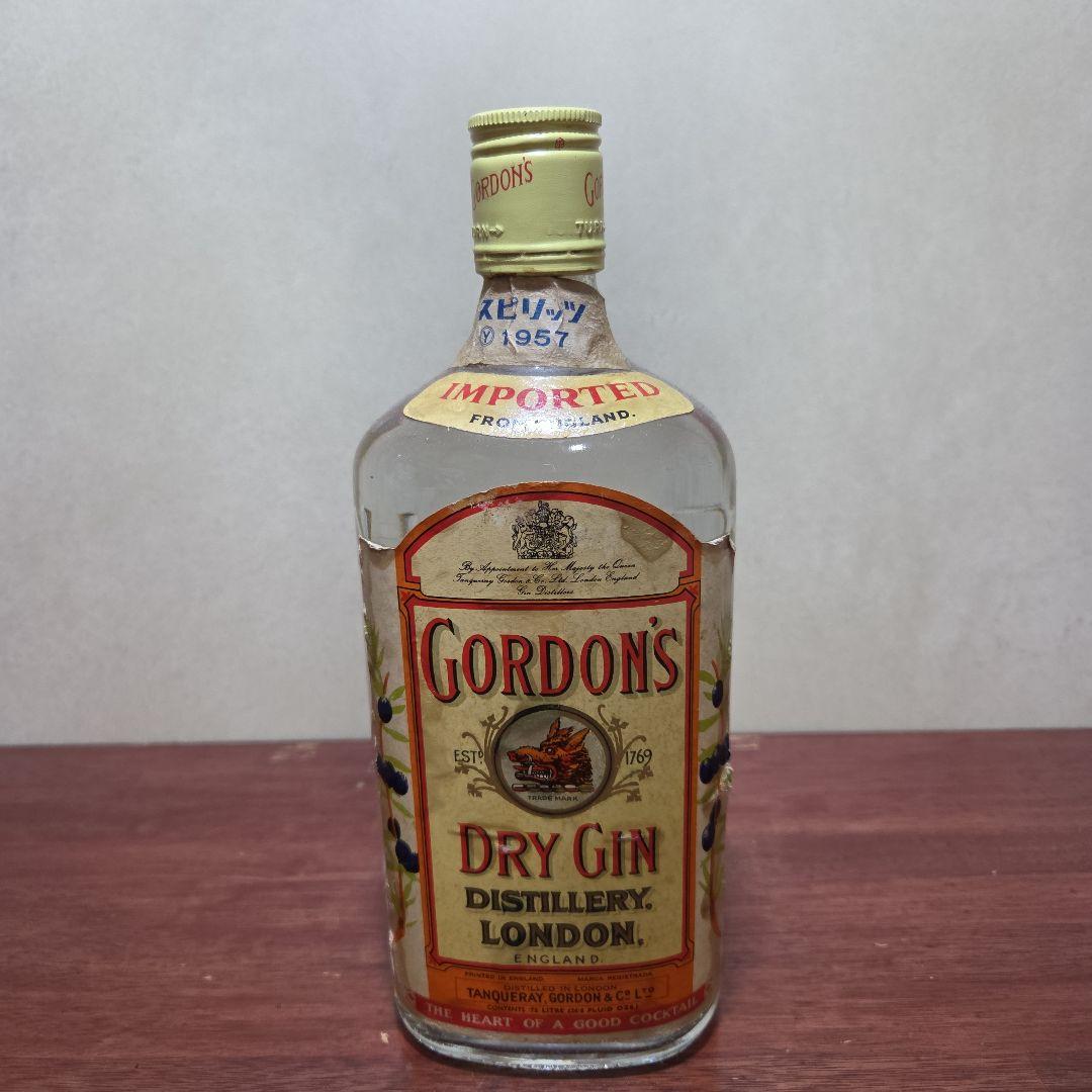 Gordon's Dry Gin 1957年輸入品　レア品？ 裏ラベル逆さ張り！