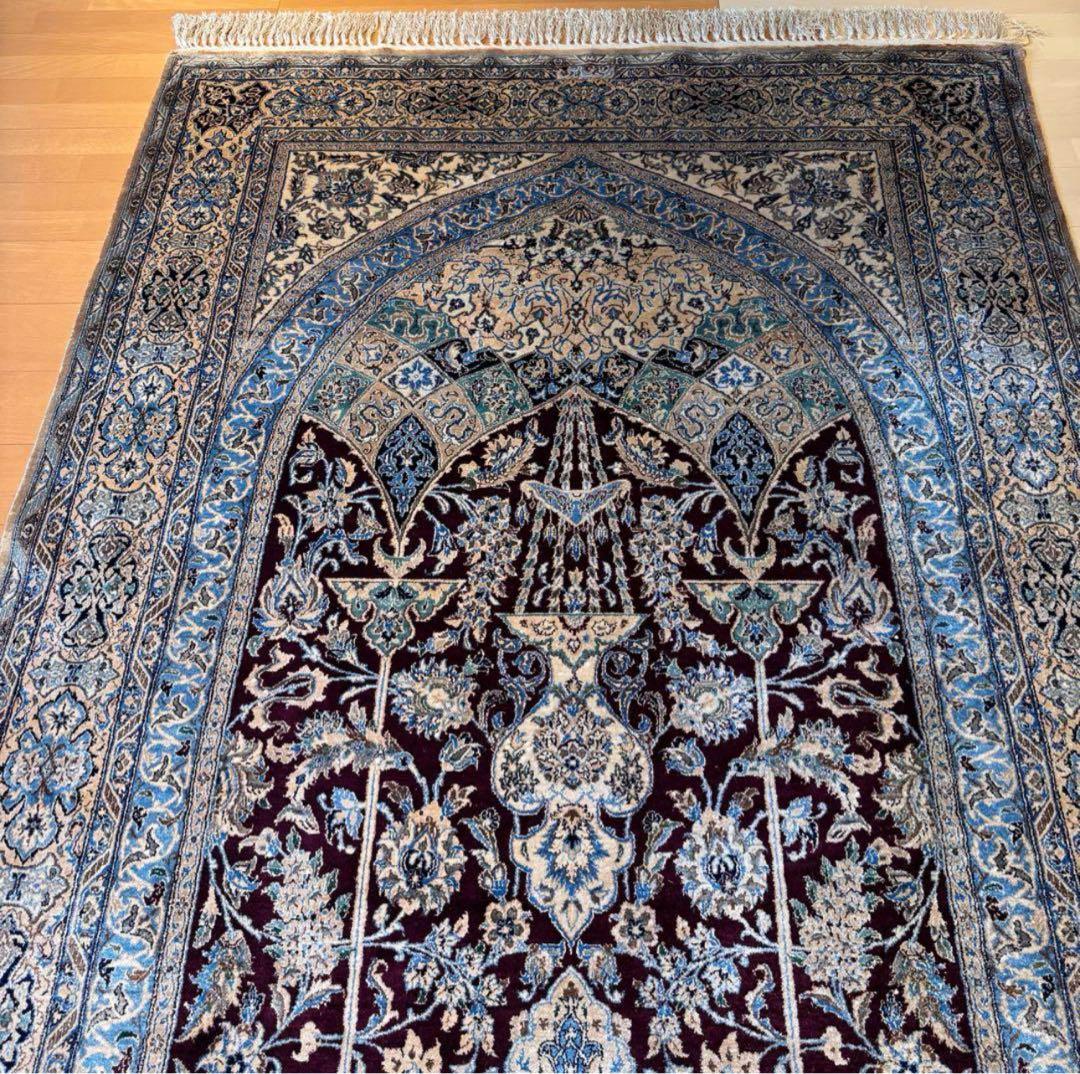 手織りのアンティークペルシャ絨毯 ナイン　ハビビアン