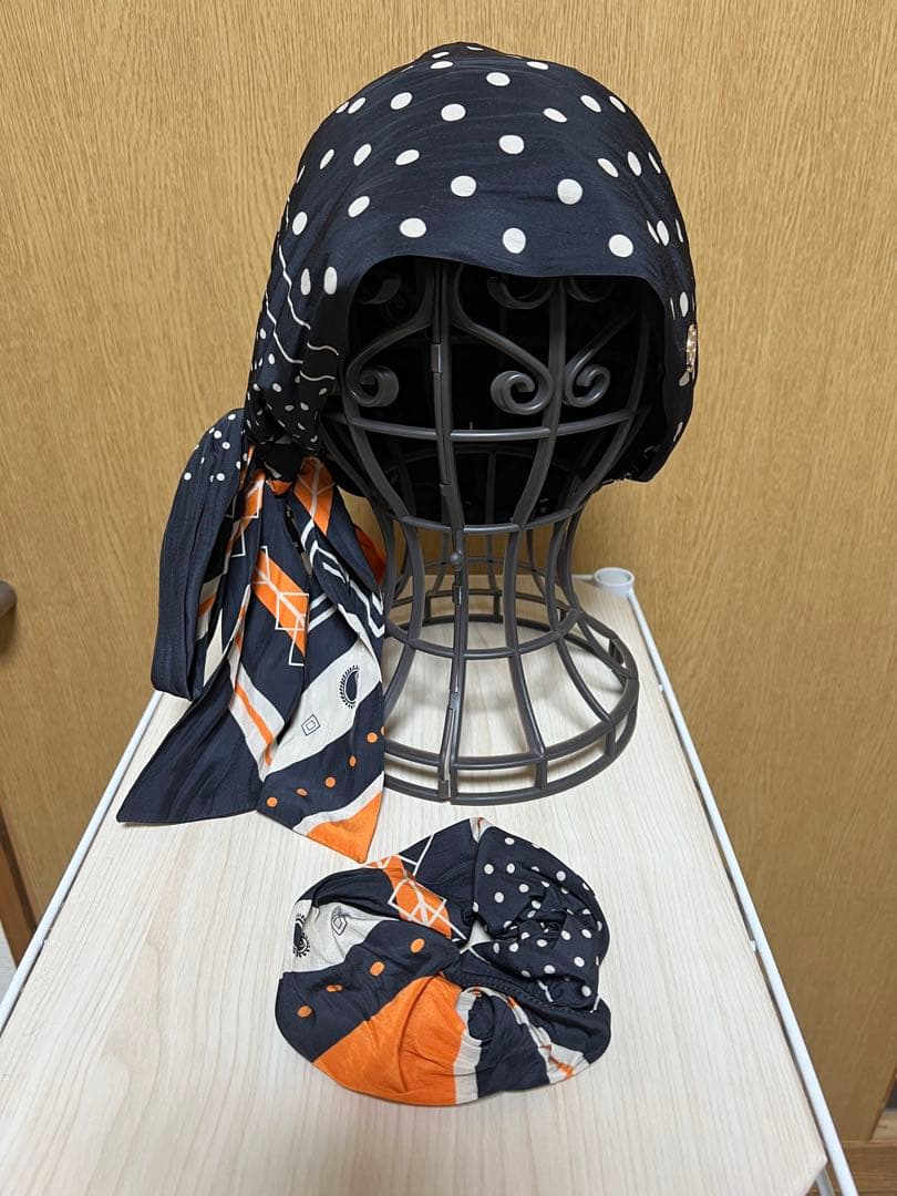 BAREN 医療用スカーフハット Dot Border -Orange Mサイズ