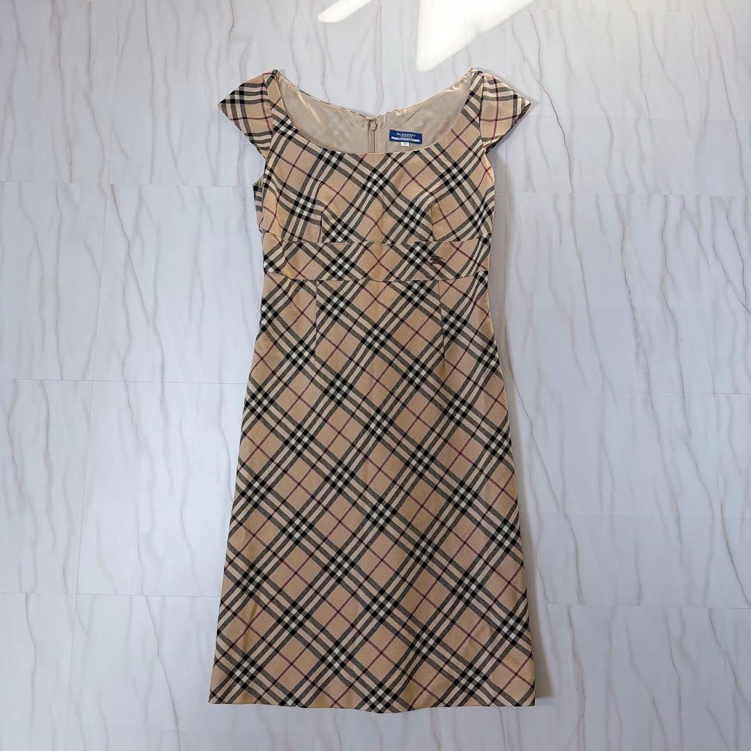 バーバリーブルーレーベル ワンピース ホースロゴ刺繍 ノバチェック 38 Y2K