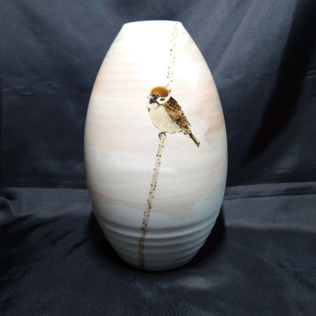 九谷焼　中村陶志人　雀　壺　花瓶