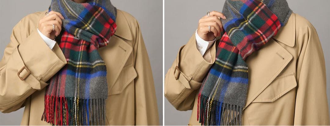 Johnstons of Elgin WA57 カシミヤ 中判 ストール 無地