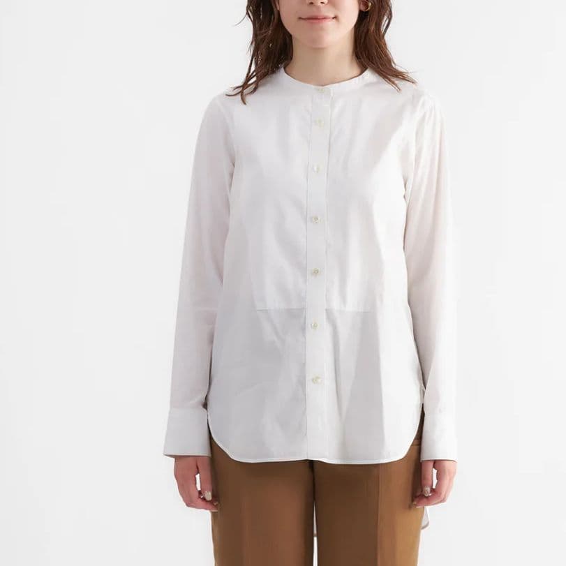 TICCA　定番　ビブヨークシャツ　コットン　ノーカラー　ホワイト　サイズ3