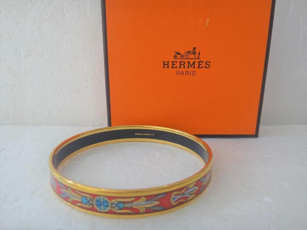 ★美品 HERMES エルメス エマイユ PM 七宝焼き バングル ゴールド★