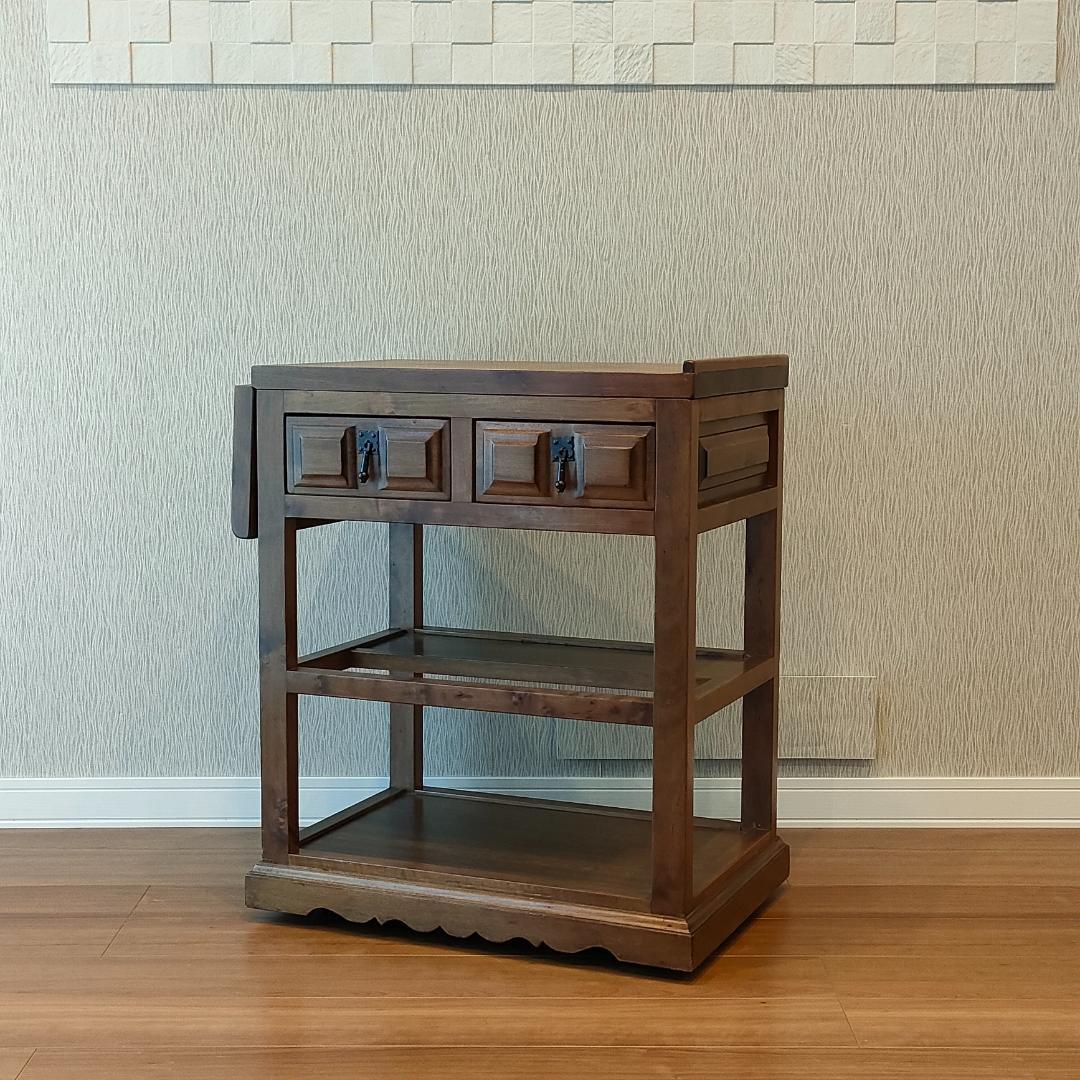 アンティーク　キッチンワゴン　バタフライ　サイドテーブル　スペイン輸入家具