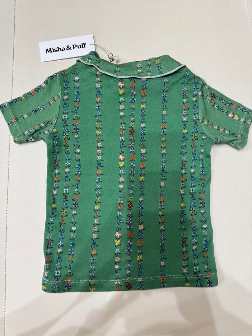 【美品】Misha & Puff 半袖シャツ グリーン 花柄4y