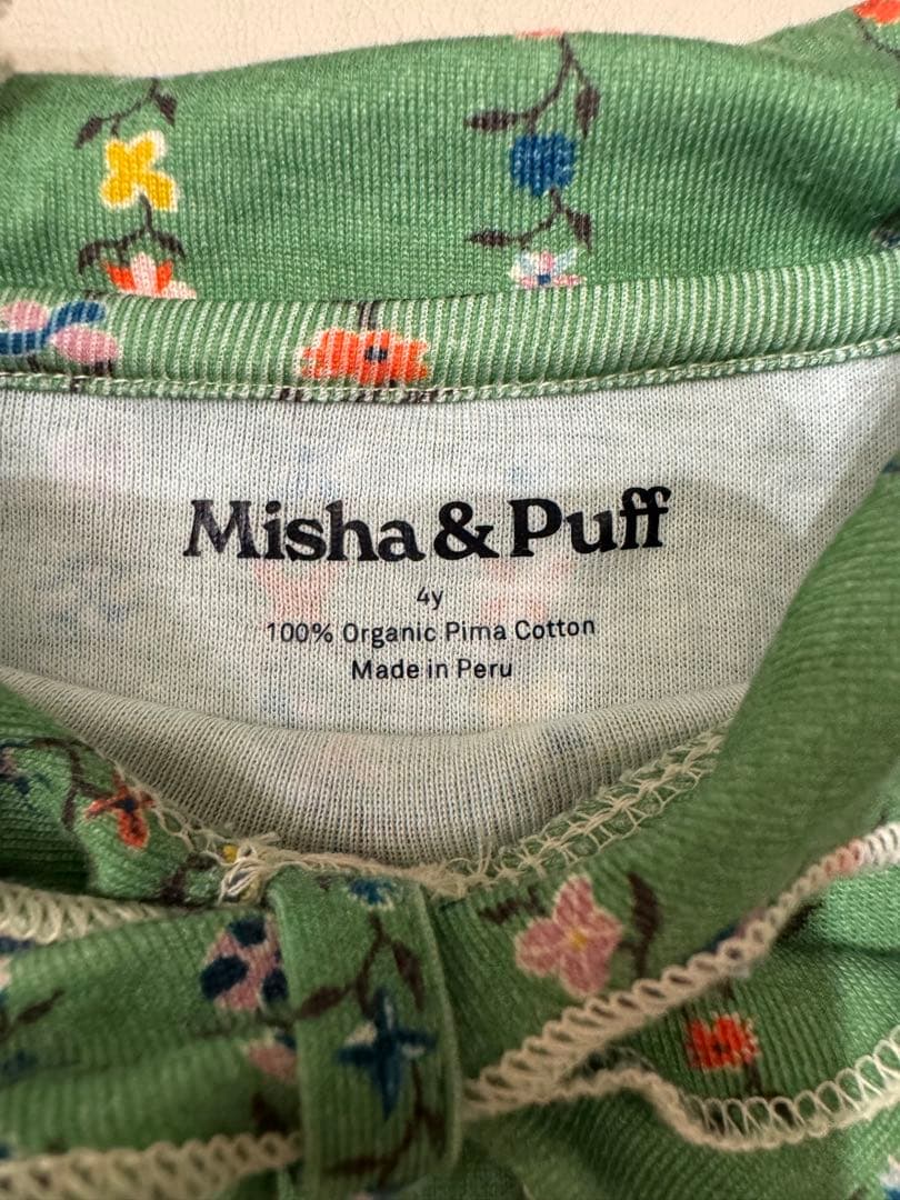 【美品】Misha & Puff 半袖シャツ グリーン 花柄4y