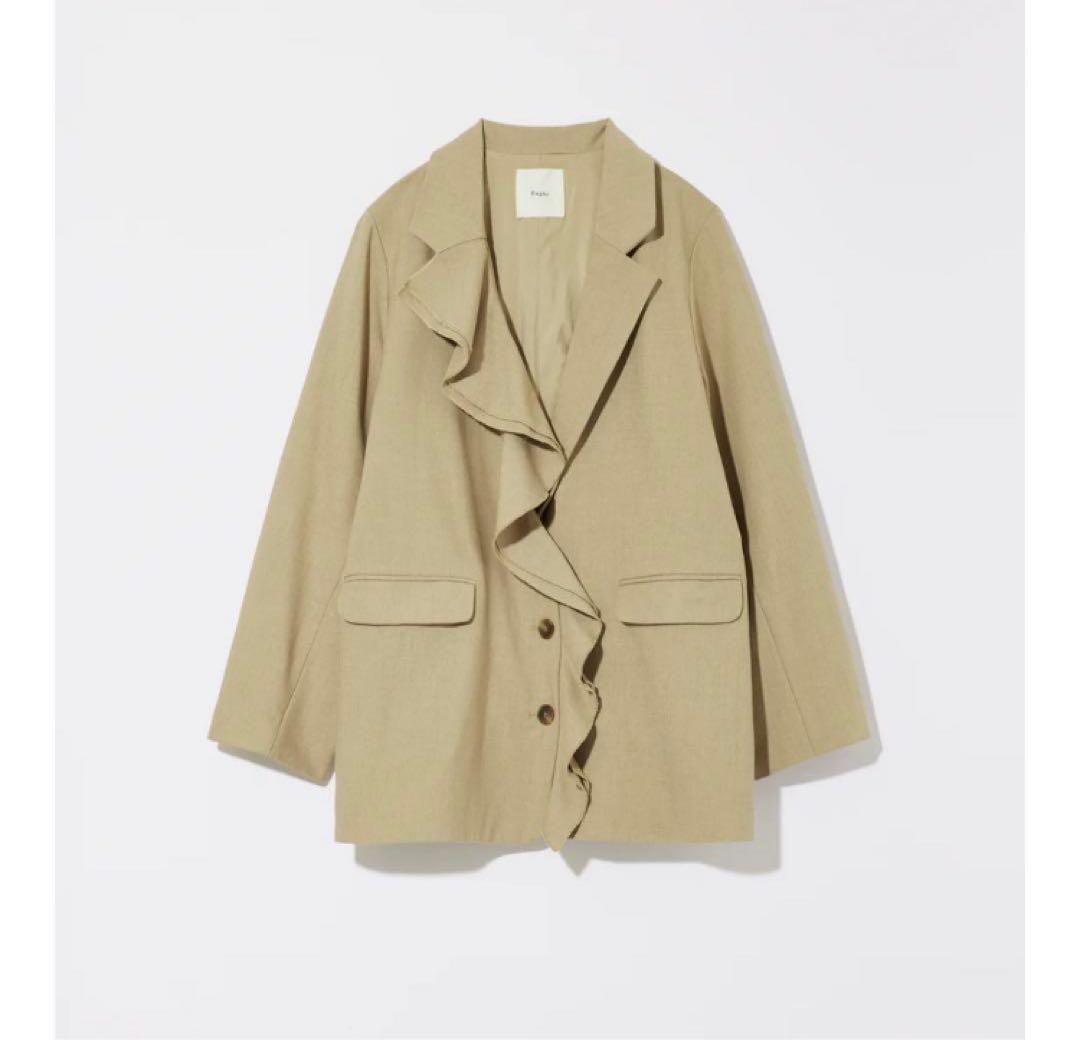 ジャケット・アウター Eaphi RUFFLE LAPEL JACKET beige