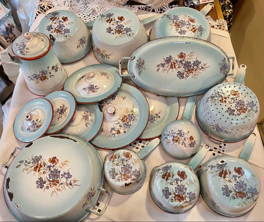 フランスアンティークホーローセット