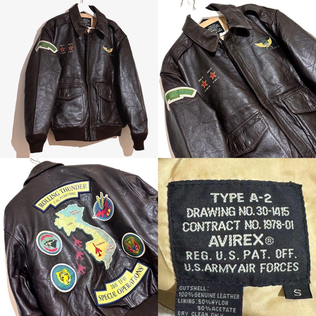 AVIREX A-2 フライトジャケット レザージャケット 茶色 ミリタリー古着