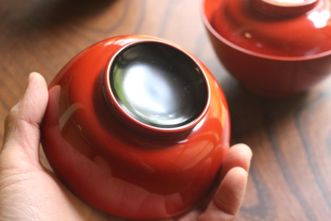 デッドストック！極上朱漆の美しい輪島塗の四つ椀（検漆器漆椀懐石四つ組椀茶道具