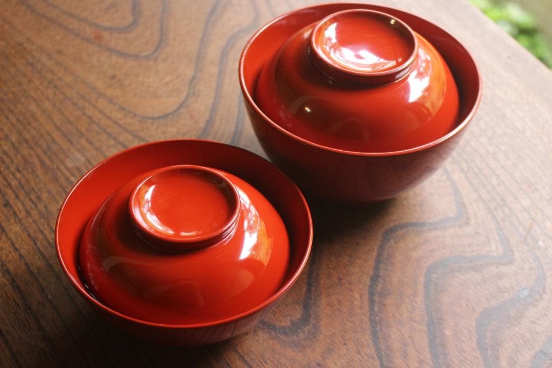 デッドストック！極上朱漆の美しい輪島塗の四つ椀（検漆器漆椀懐石四つ組椀茶道具