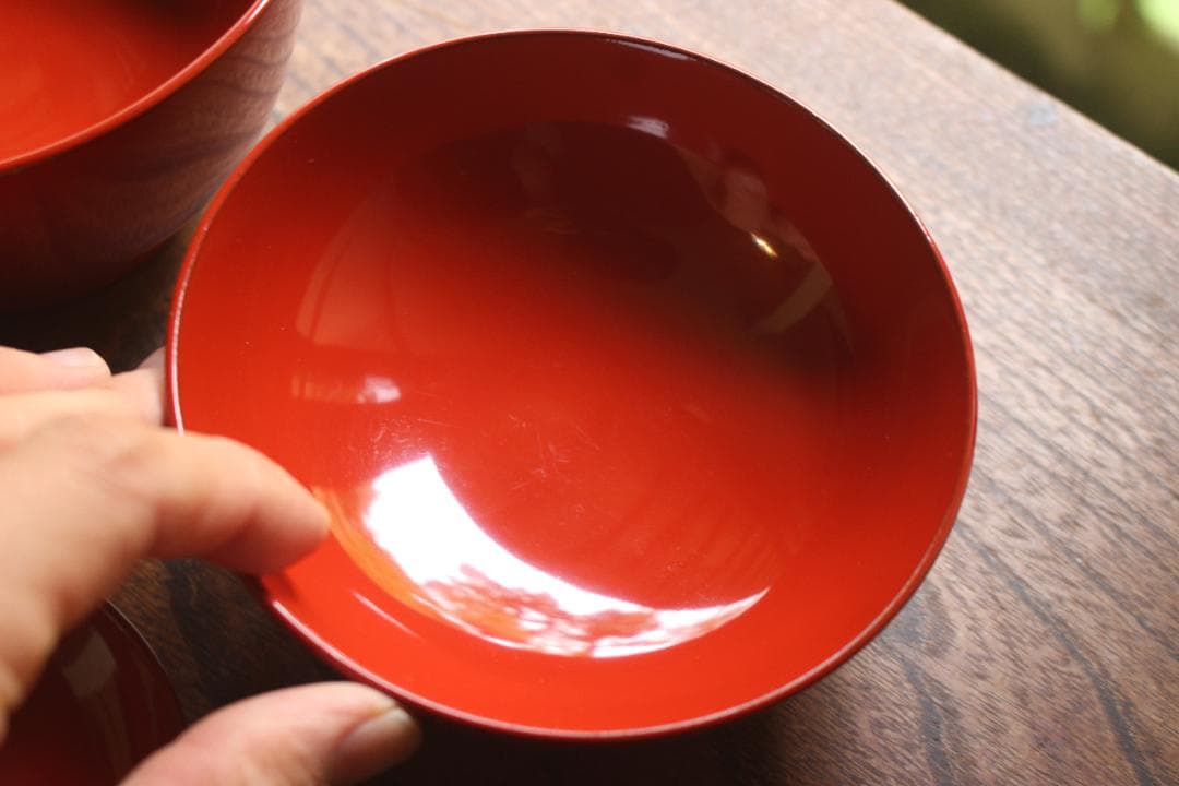 デッドストック！極上朱漆の美しい輪島塗の四つ椀（検漆器漆椀懐石四つ組椀茶道具