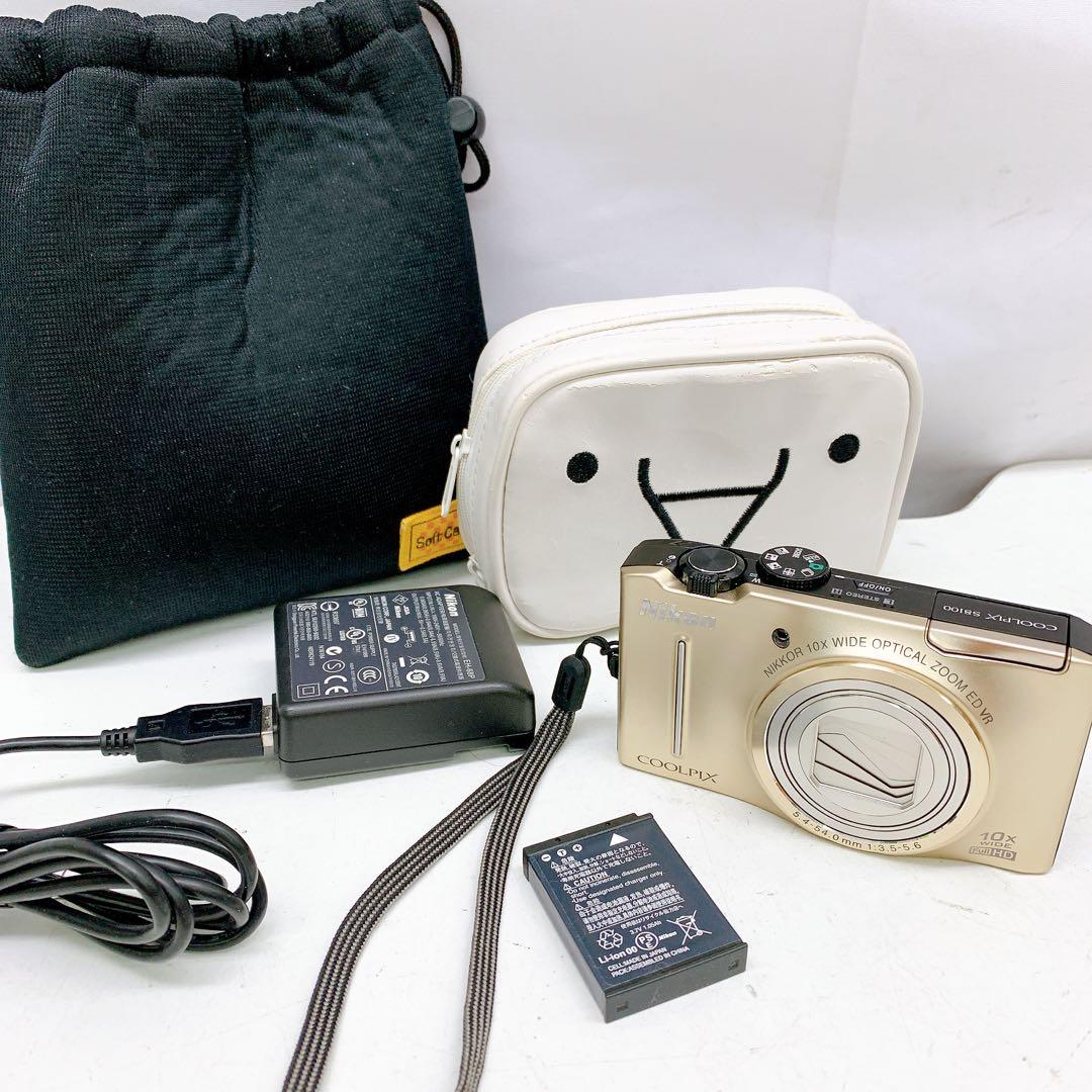 1AA2 【美品】Nikon COOLPIX S8100 ゴールド 動作品