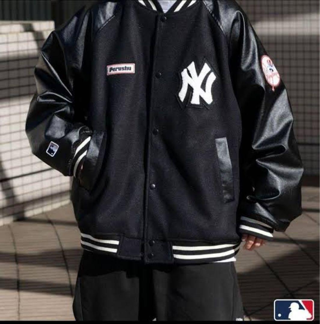 perushu×MLB スタジャン ブラック M