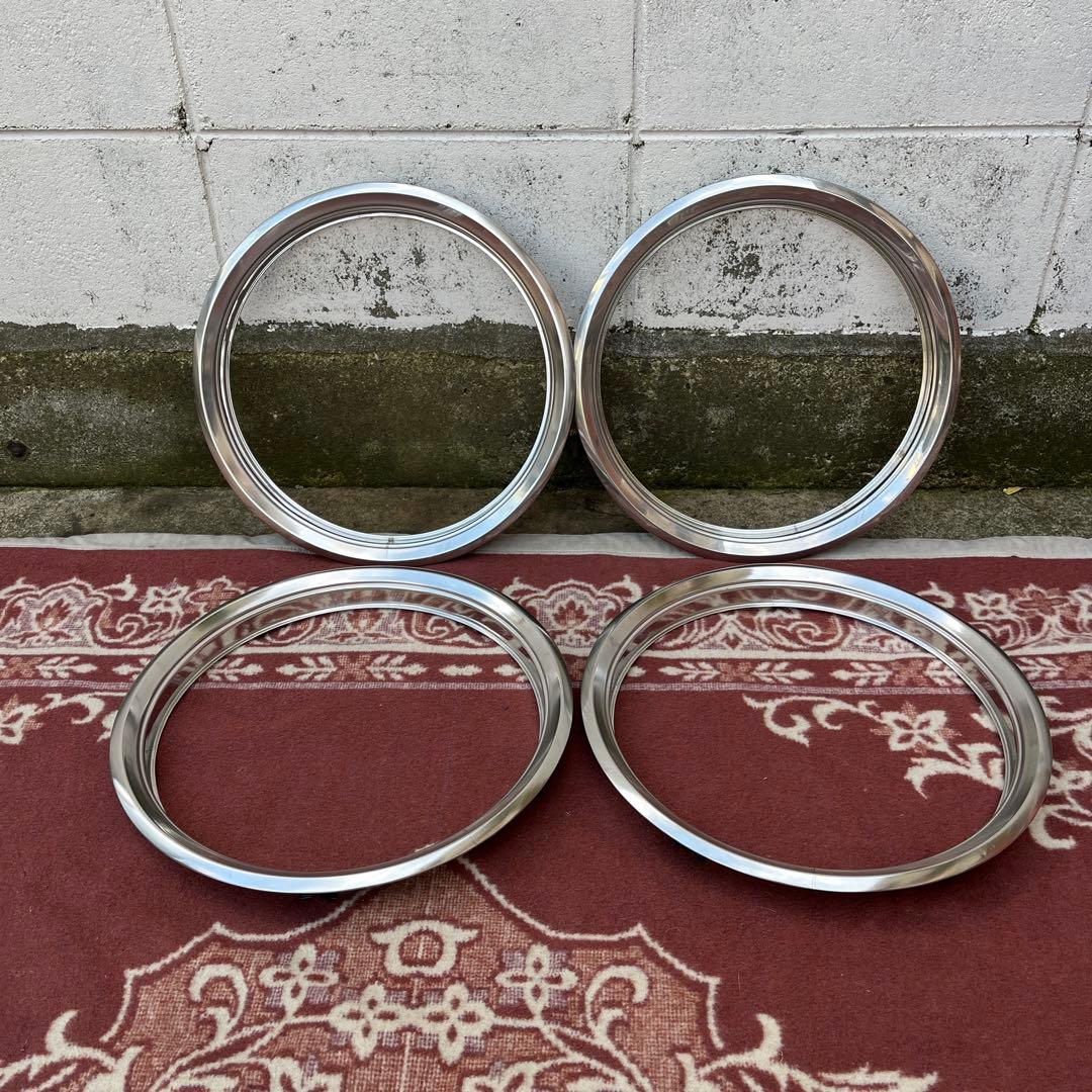 当時物 13インチ ◾️NOS ステンレス製 トリムリング ホイールリング セット