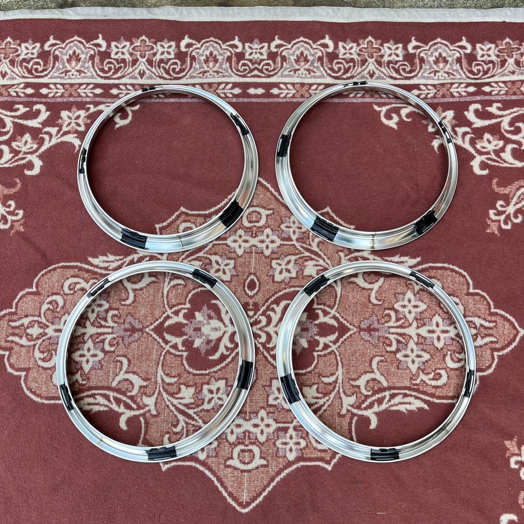 当時物 13インチ ◾️NOS ステンレス製 トリムリング ホイールリング セット