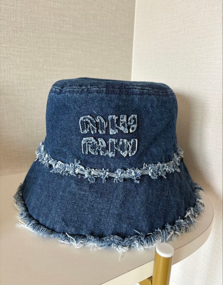 美品！　miumiu デニム フリンジバケットハット