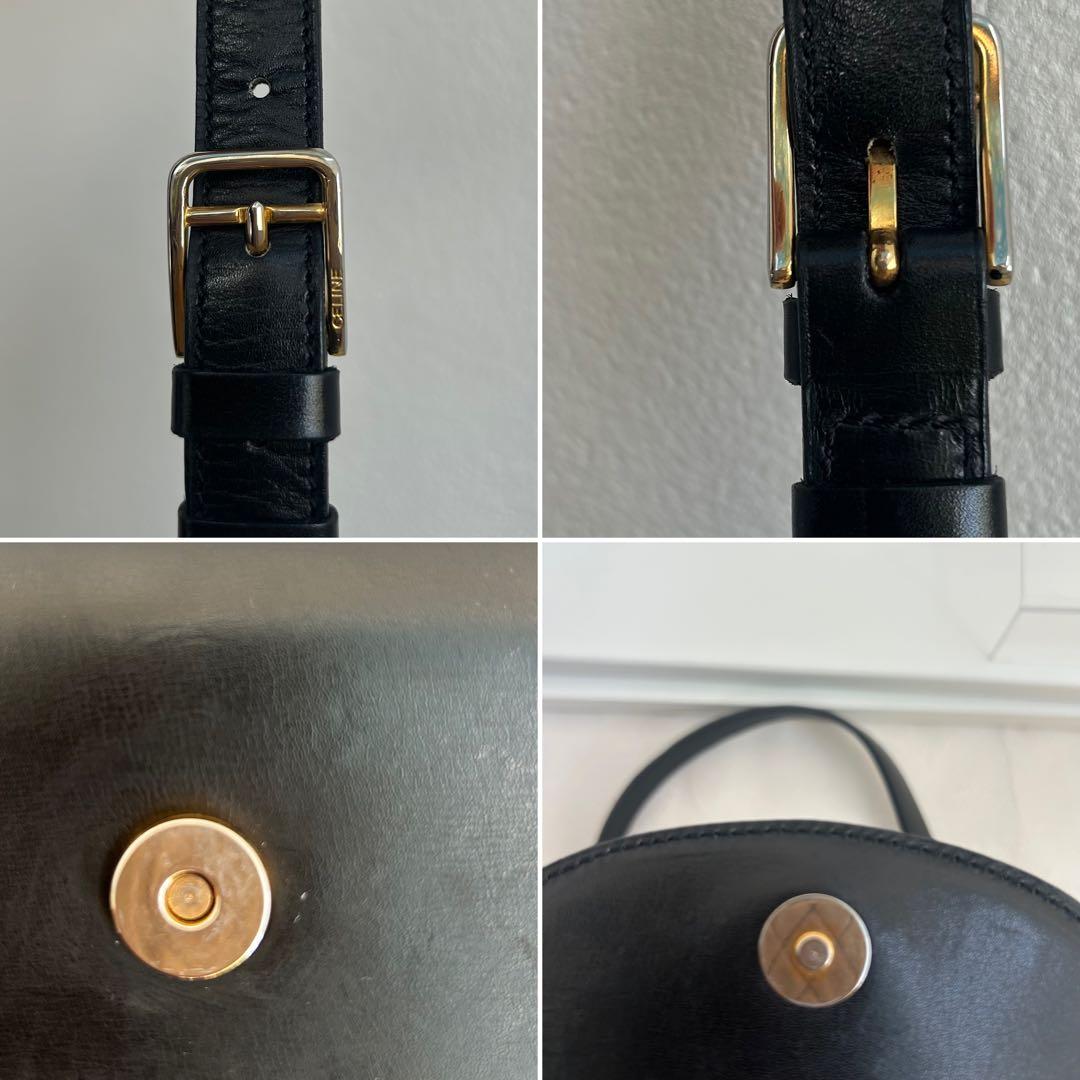 CELINE ブラックレザー ショルダーバッグ スター金具ゴールド