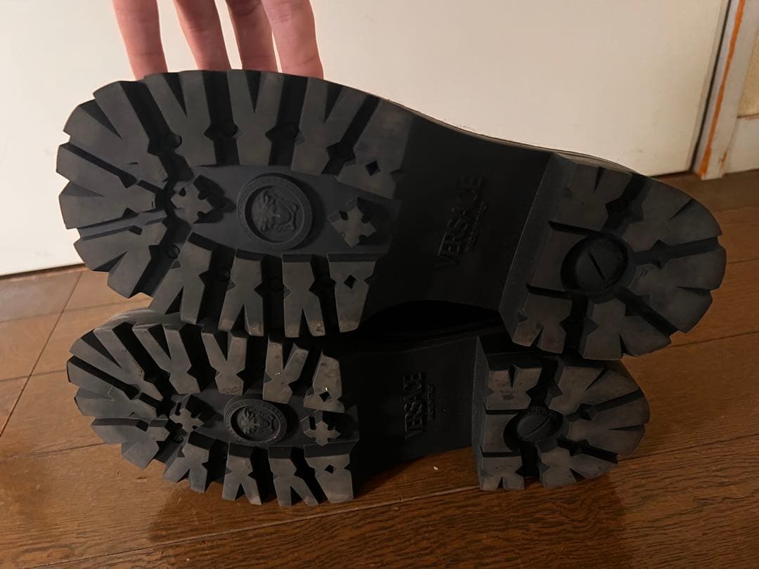 VERSACE ブラック ローファー ゴールドメダリオン　25cm