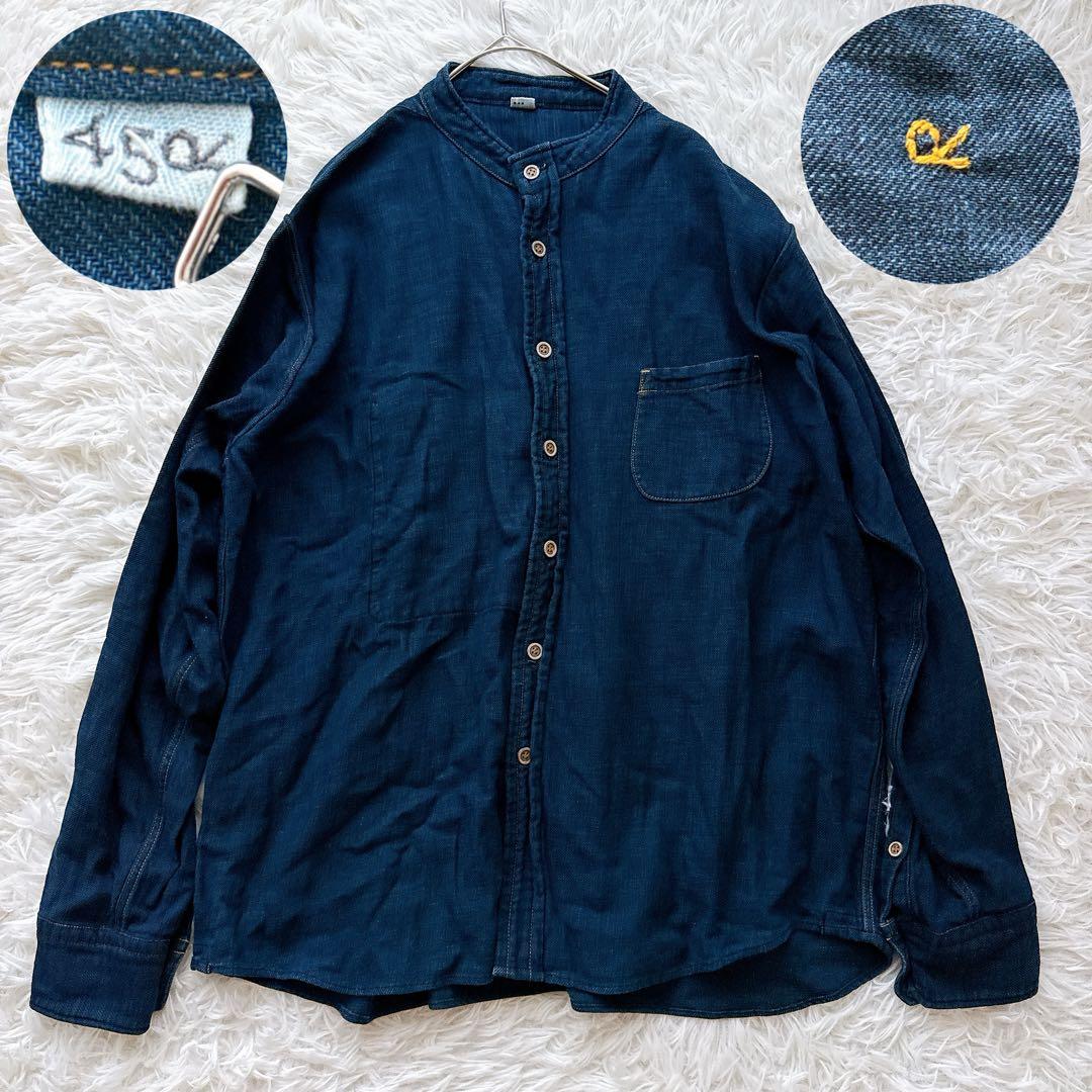現行タグ✨45R オーシャンシャツ インディゴ 3サイズ スタンドカラー R刺繍
