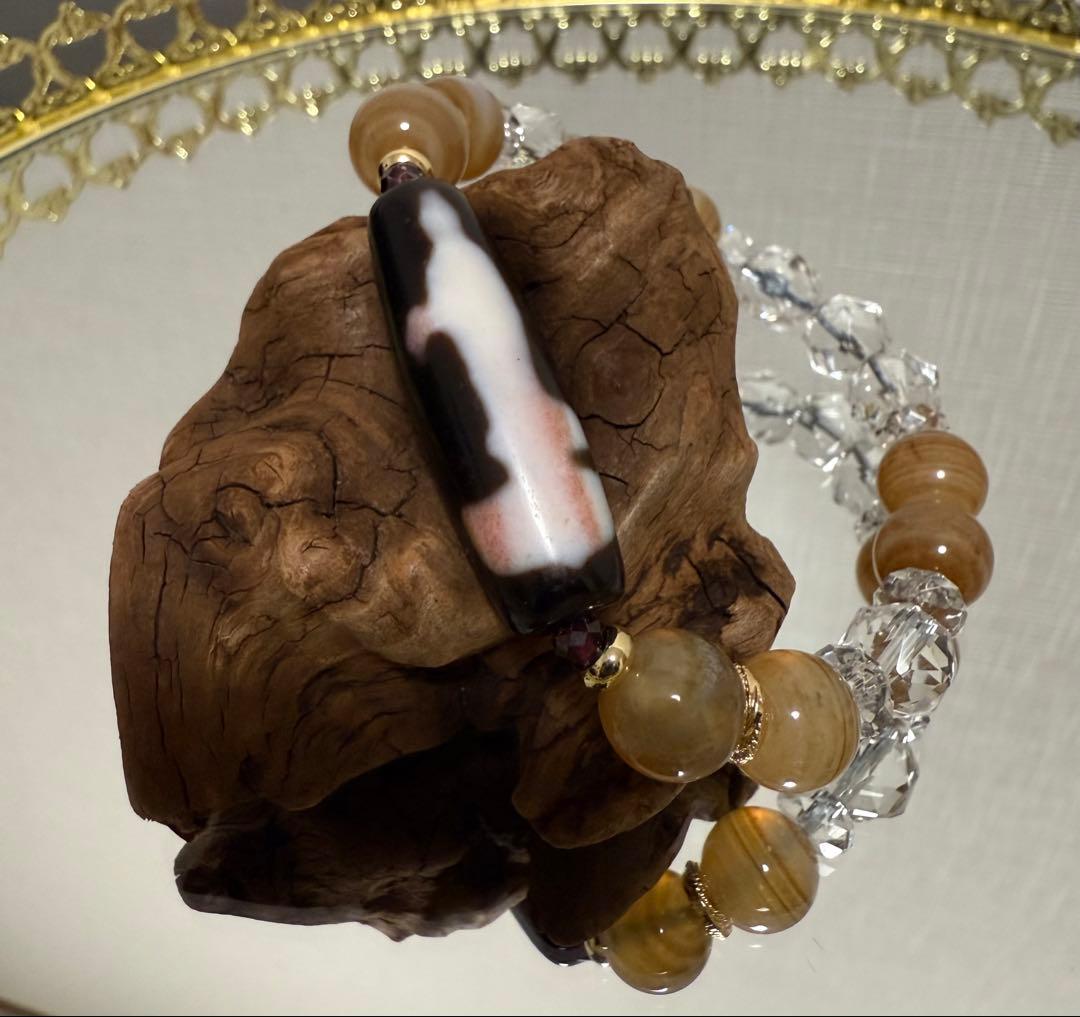 朱砂＆ジオード入　観音天珠　レア♡