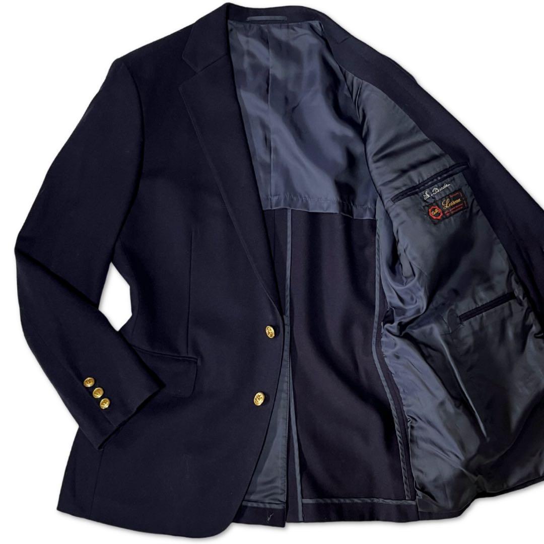 【美品】ジェイプレス 紺ブレニューイングランドLESSONA社製カシミヤ混 L