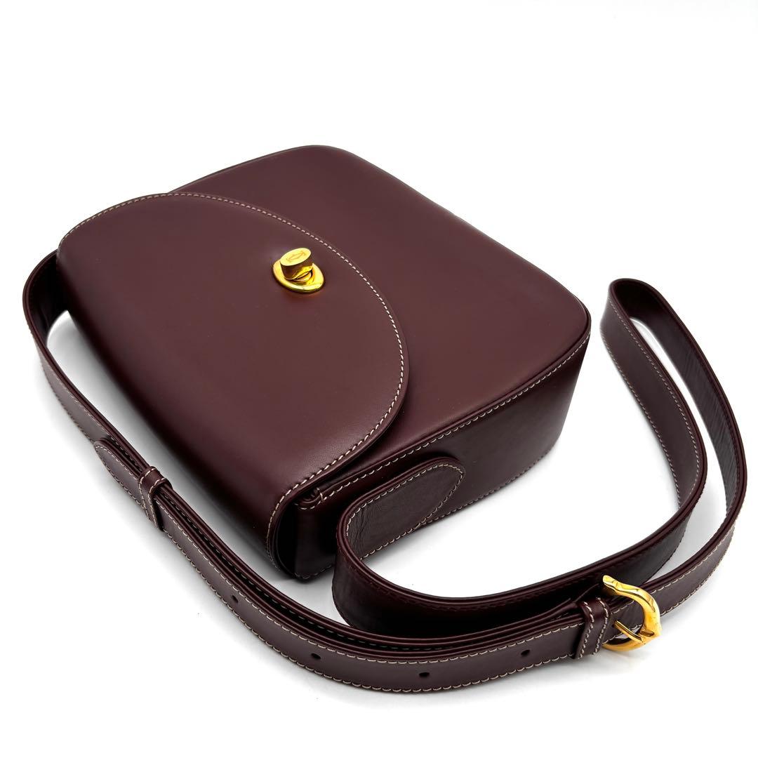 未使用に近い カルティエ マストライン ショルダーバッグ ターンロック ボルドー